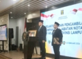 Sebanyak 109 notaris di wilayah Lampung resmi dilantik dan diambil sumpah jabatan oleh Kantor Wilayah Kementerian Hukum (Kemenkum) Lampung, Rabu, 25 Februari 2026, di Kantor Kemenkum Lampung.