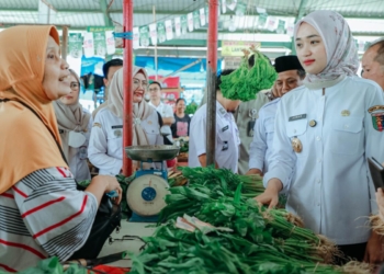Wakil Gubernur Lampung Jihan Nurlela memimpin inspeksi mendadak (sidak) bersama Tim Pengendalian Inflasi Daerah (TPID) Provinsi Lampung Pasar Kangkung, Tanjungkarang, Rabu (4/3/2026). Dok ADPIM Lampung