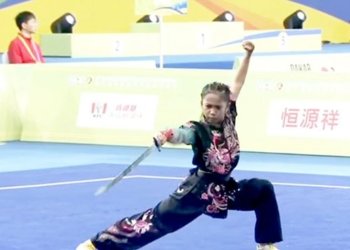 Terfi Meisya, atlet Wushu junior asal Lampung yang memperkuat Tim Nasional Indonesia berhasil menyabet medali perak pada ajang 10th World Junior Wushu Championships 2026, di Tianjin, Tiongkok. Dok. Wushu Lampung