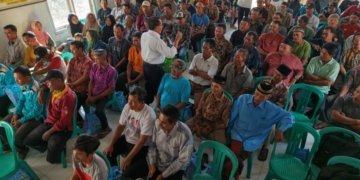 sosialisasi di Balai Desa Terbanggi Mulya, Kecamatan Bandar Mataram, Senin (16/3).
