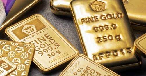 Ilustrasi harga emas hari ini jenis Logam Mulia batangan.