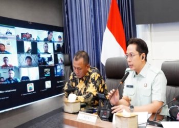 FGD dan paparan awal penyusunan dokumen rencana aksi penanggulangan banjir bersama Institut Teknologi Sumatera (Itera), yang digelar secara hybrid dari Aula Rajabasa, Kantor Bupati Lampung Selatan, Kamis (9/4/2026).