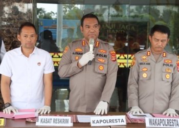 ​Kapolresta Bandar Lampung, Kombes Pol. Alfret Jacob Tilukay menyampaikan ekspos kasus kriminal. Dok Polresta