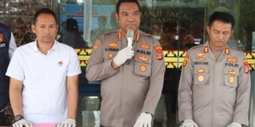 ​Kapolresta Bandar Lampung, Kombes Pol. Alfret Jacob Tilukay menyampaikan ekspos kasus kriminal. Dok Polresta