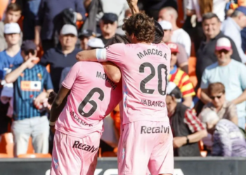 Pemain Celta Vigo merayakan gol