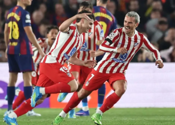 Selebrasi pemain Atletico Madrid, Julian Alvarez