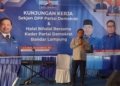 Sekretaris Jenderal (Sekjen) Dewan Pimpinan Pusat (DPP) DPP Partai Demokrat, Herman Khaeron saat Halal Bihalal bersama kader Partai Demokrat di Sekretariat DPC Partai Demokrat Kota Bandar Lampung, Sabtu, 11 April 2026. Lampost.co/Triyadi Isworo