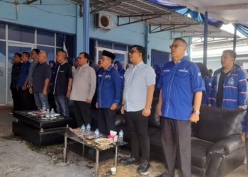 Partai Demokrat menyambut kunjungan kerja Sekjen DPP Partai Demokrat di Sekretariat DPC Partai Demokrat Kota Bandar Lampung, Sabtu, 11 April 2026. Lampost.co/Triyadi Isworo
