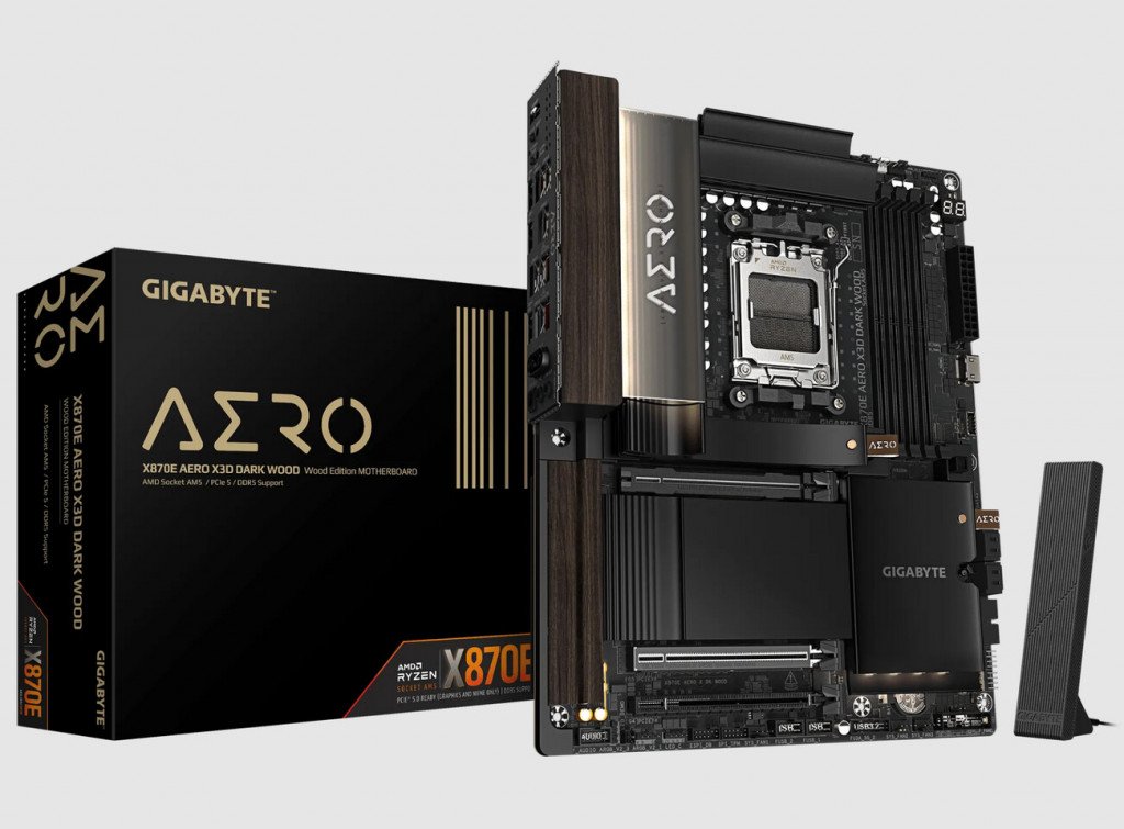 Gigabyte X870E Aero X3D Dark Wood, Motherboard Unik dengan Sentuhan Artistik