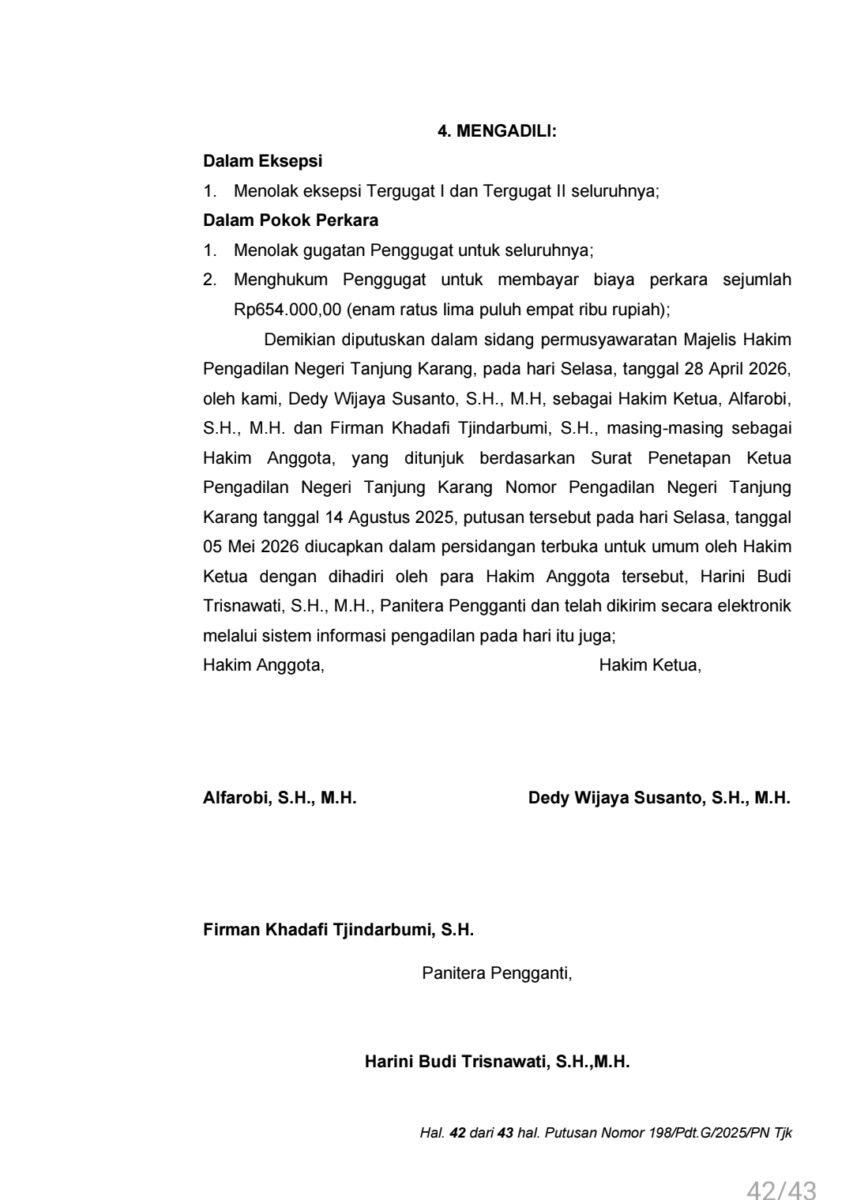 Hakim Tolak Gugatan Pemblokiran Rekening, Penggugat Ajukan Banding