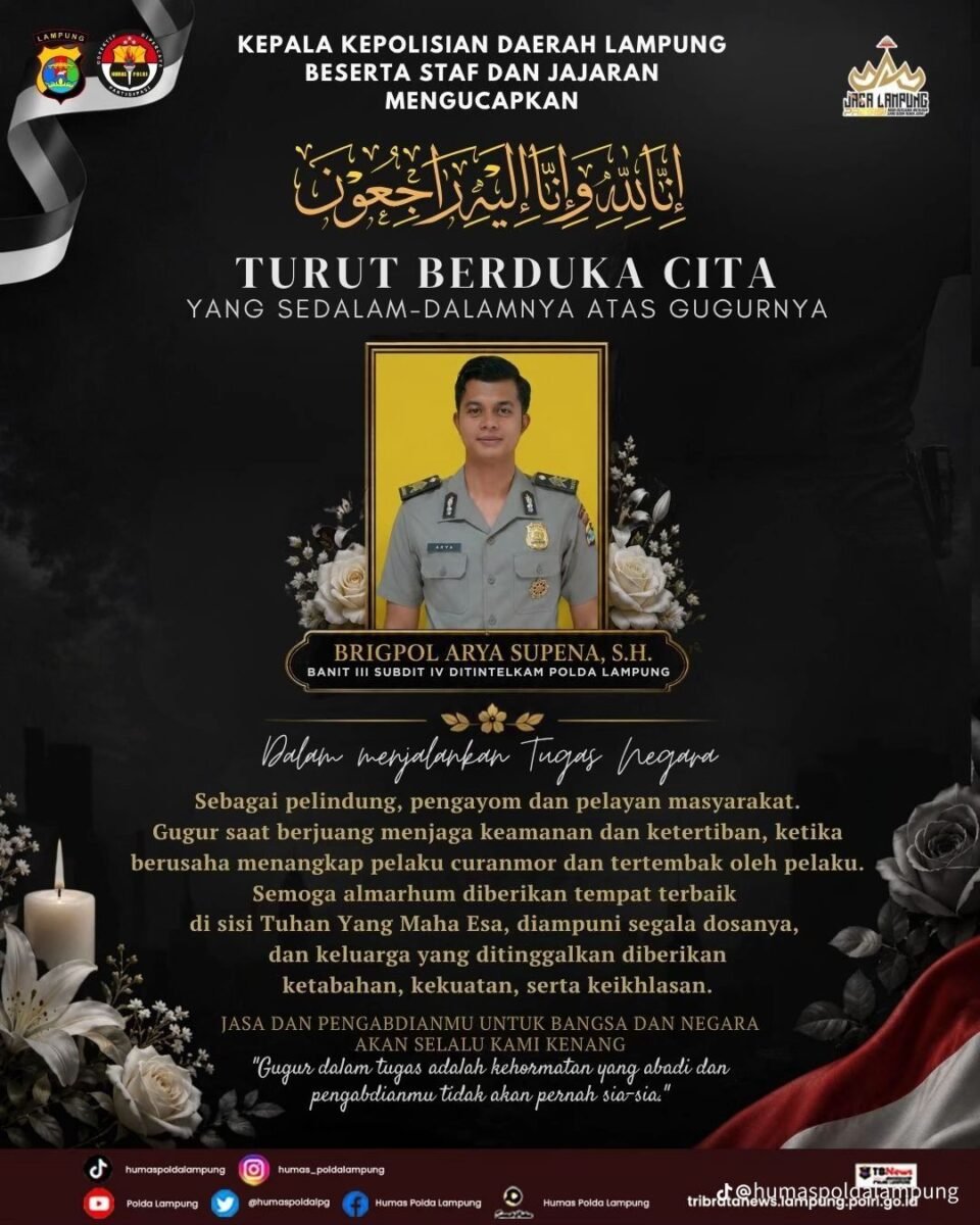 Polda Lampung Usulkan KPLB untuk Brigadir Arya Supena
