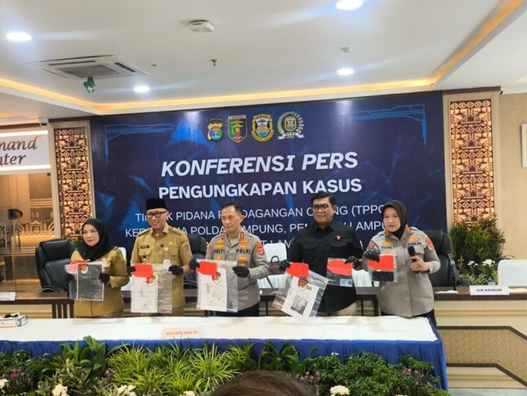 Polda Lampung Bongkar Sindikat Tindak Pidana Perdagangan Orang Lintas Provinsi